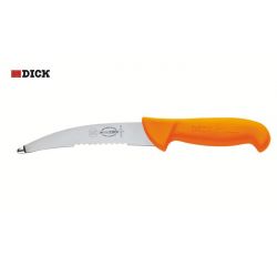 Couteau à boyau professionnel Dick ErgoGrip 15 cm, partiellement dentelé, manche orange
