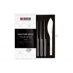 Steak knife set, smooth blade cm. 9, Dick brand 4 pcs. "Pure Metal Ajax" Series