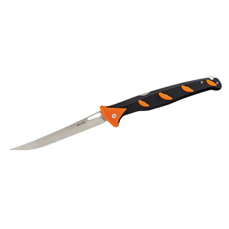 Buck Hookset, coltello per sfilettare il pesce pieghevole. Folding Fillet  6" Fresh Water Orange/Gray 0148ORS
