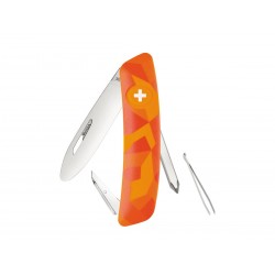 Swiza J02 Multitool Junior Urban Orange knife , Swiss Army Knife with 6 functions, Made in Swiss.