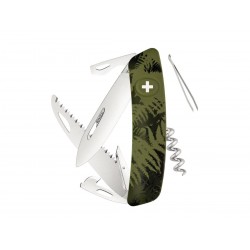 Swiza Multitool C05 knife Camouflage Olive Fern, Swiss Army with 12 functions Knife , multicolor, Made in Swiss.