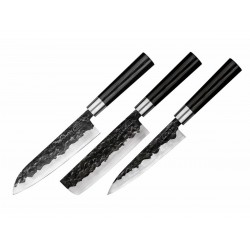 Samura Blacksmith, 3-piece kitchen knife set (Nikiri - Santoku - Fillet knife)