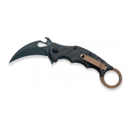 Fox Karambit, military knife with carbon fiber and titanium handle, Cerakote Bronze, Made in Italy
