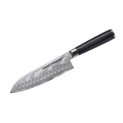 Samura Damascus Japanese kitchen knife, alveolated Santoku cm.18